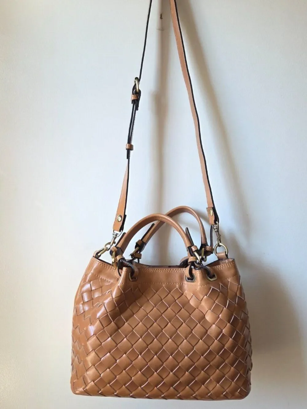 NEW PATRICIA NASH ROMETTA SATCHEL TOTE NATURAL WOVEN GENUINE LEATHER BAG